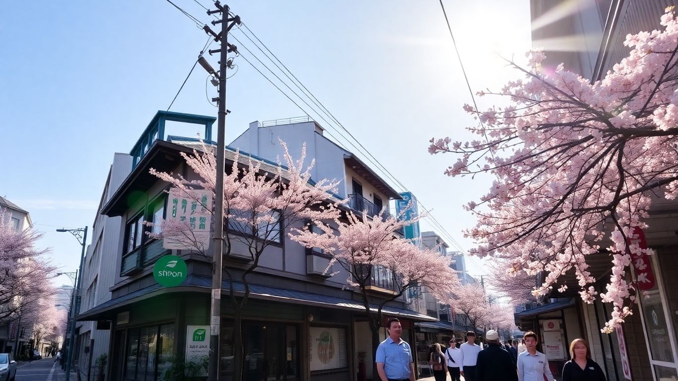 Străzi japoneze cu arhitectură tradițională și modernă.