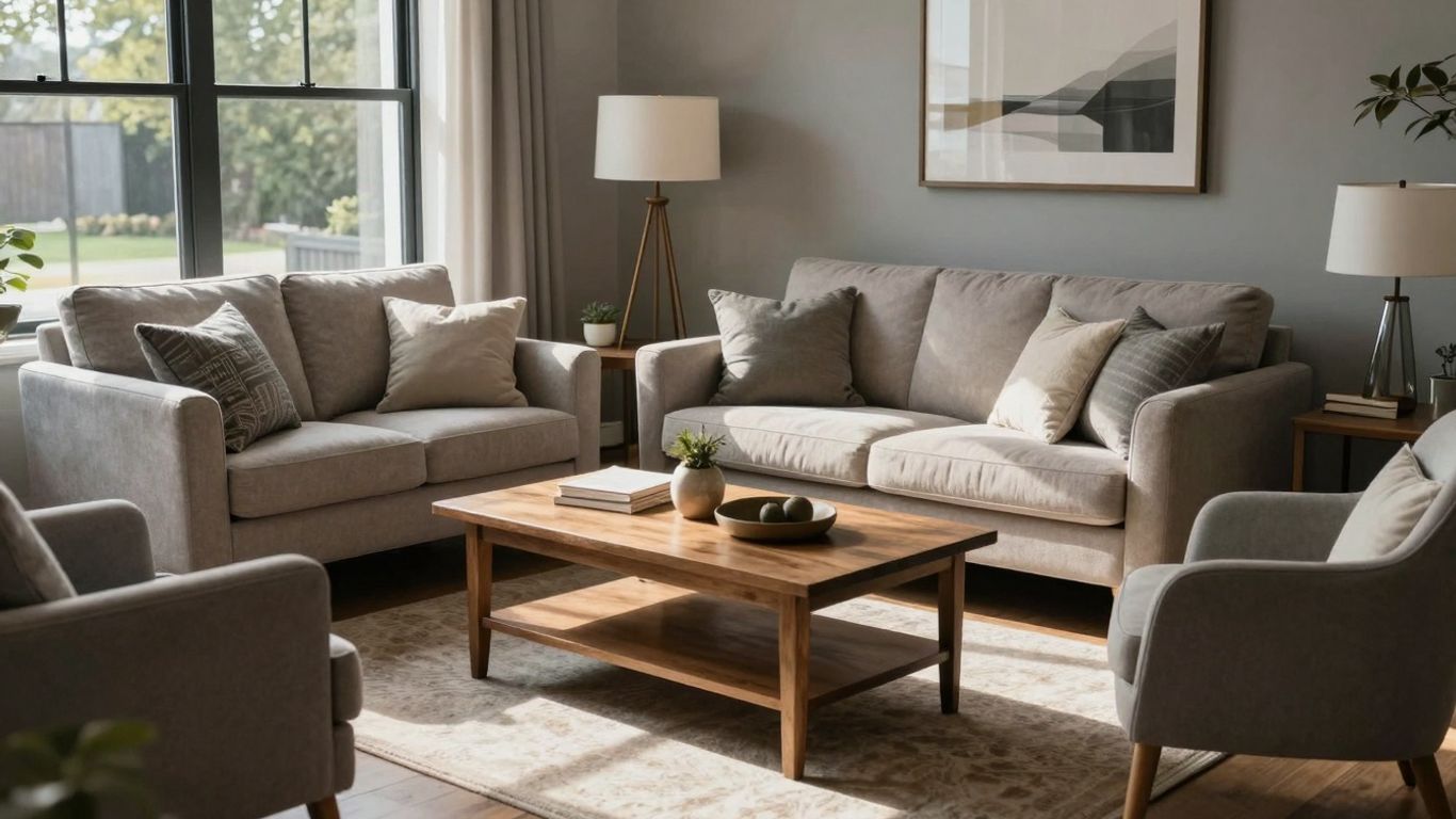 Durable furniture in a stylish Airbnb living room.