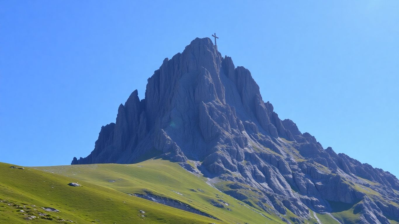 Giewont z krzyżem na szczycie w Tatrach