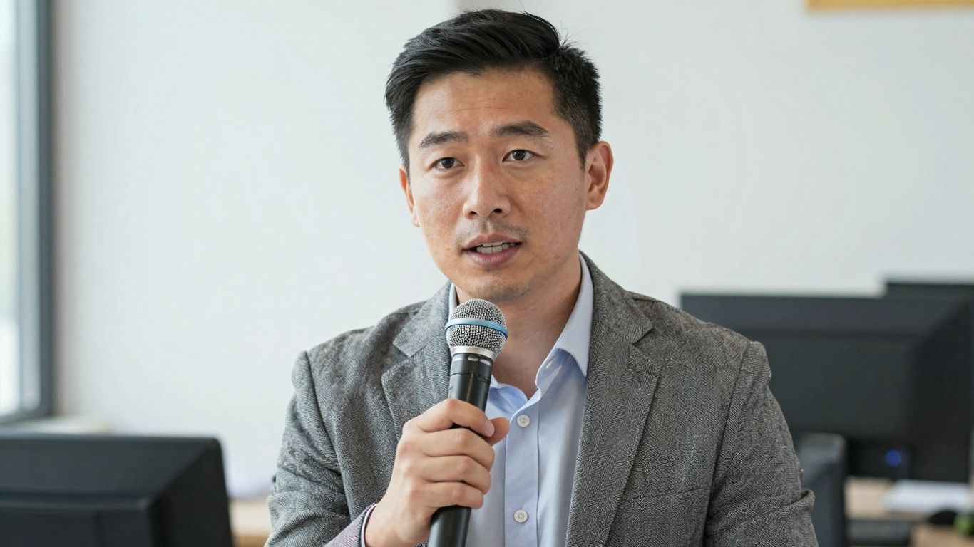 Expert speaking on LinkedIn Live, looking authoritative.