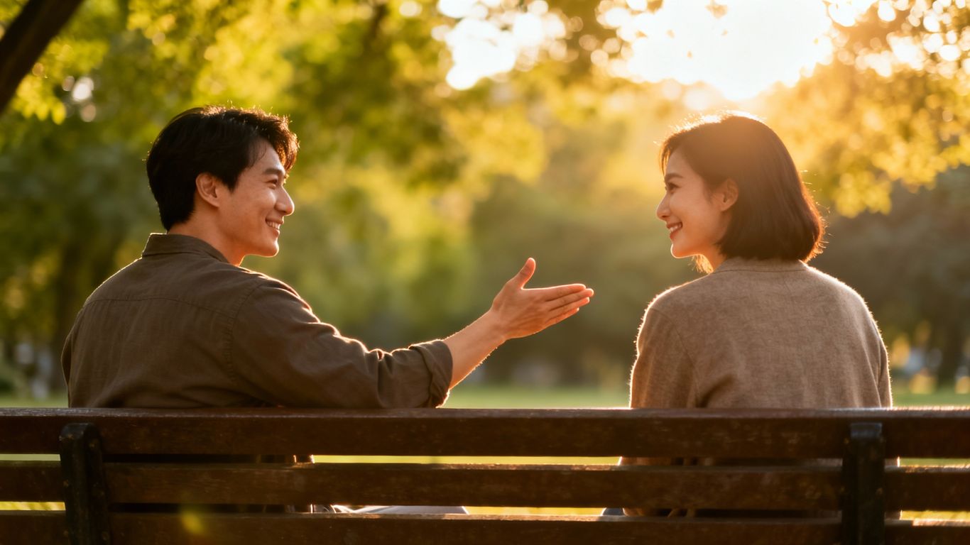 Couple setting boundaries in a park setting.