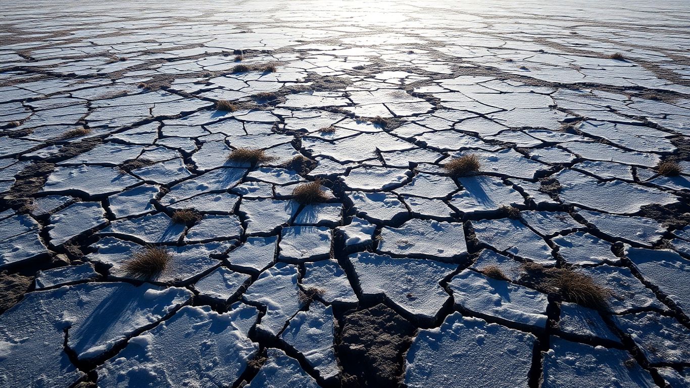Sol gelé en profondeur, montrant des couches de glace et de terre.