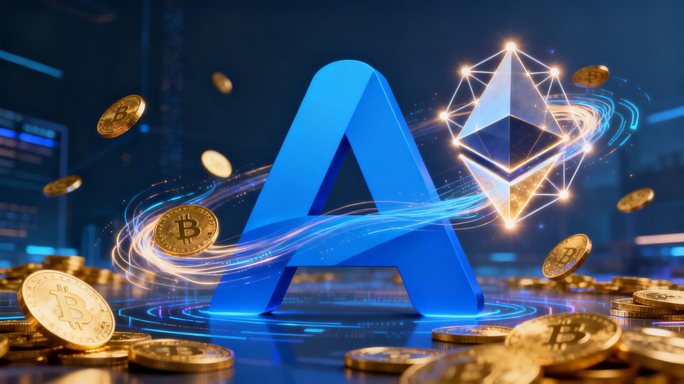 Amundi logo with Ethereum blockchain and digital assets.