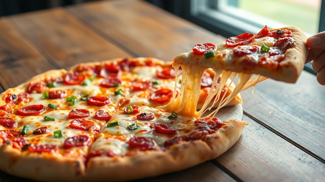 Pizza de Pizza Hut avec un filage de fromage