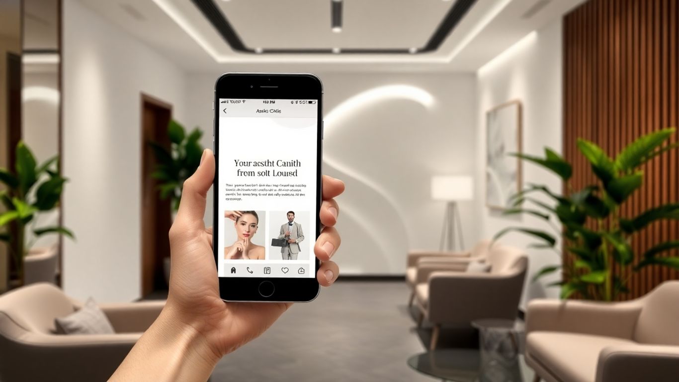 Aesthetic clinic website on a mobile phone.