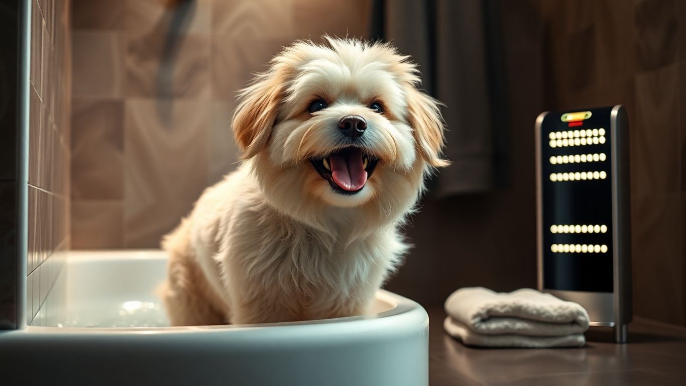 Dog grooming station with towel warmer