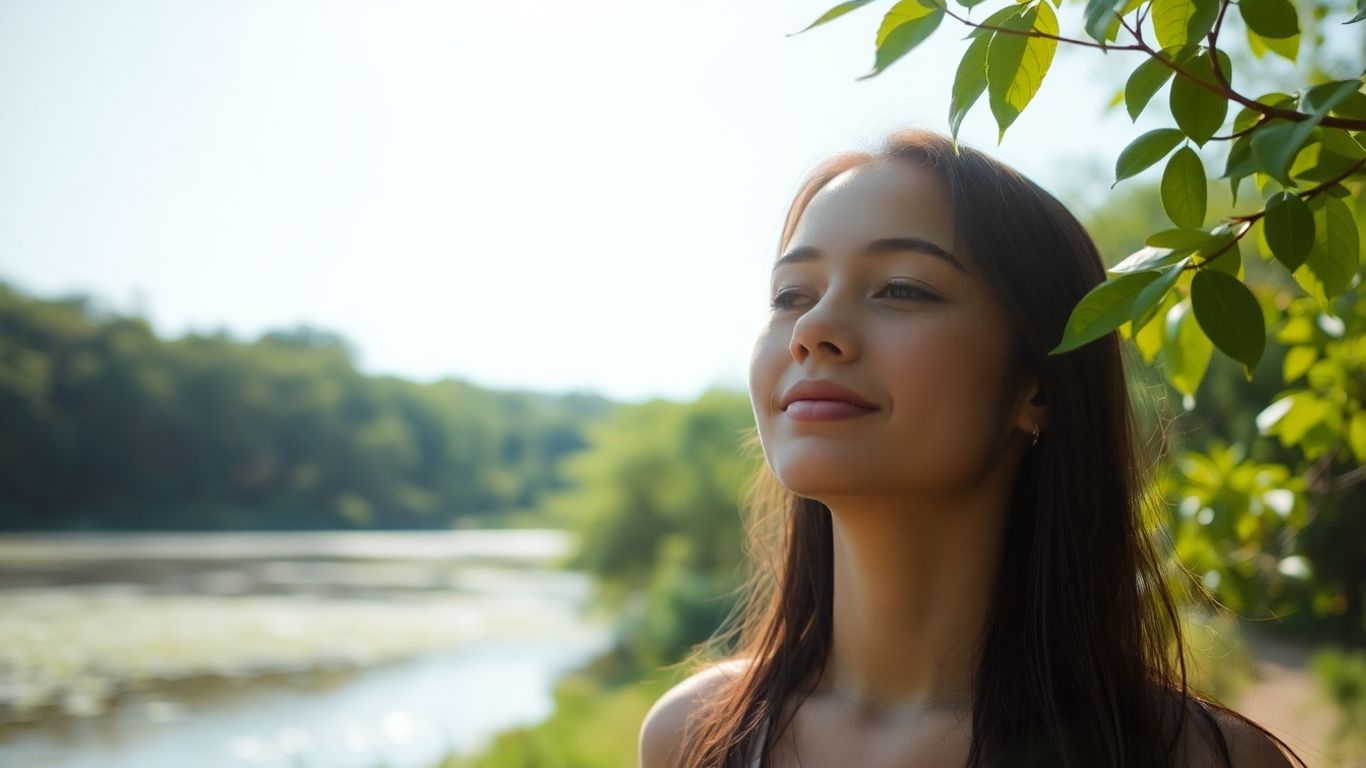 Person enjoying quiet nature, relief from tinnitus.