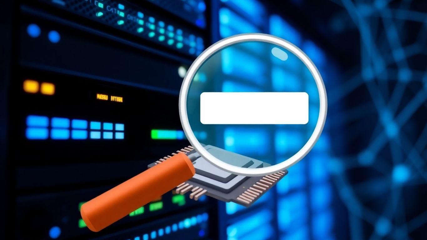 ESXi update progress bar and magnifying glass over chip.