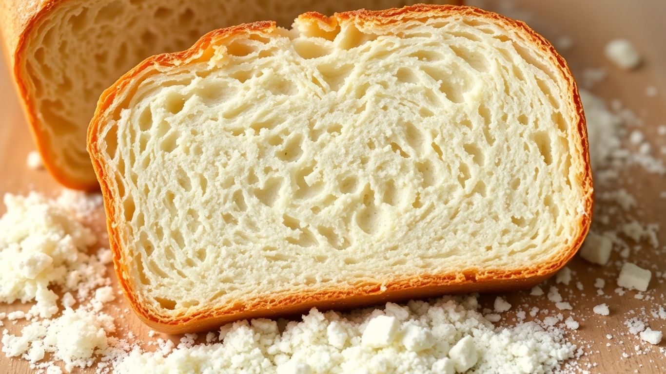 Gluten-free bread slice with flours and starches.