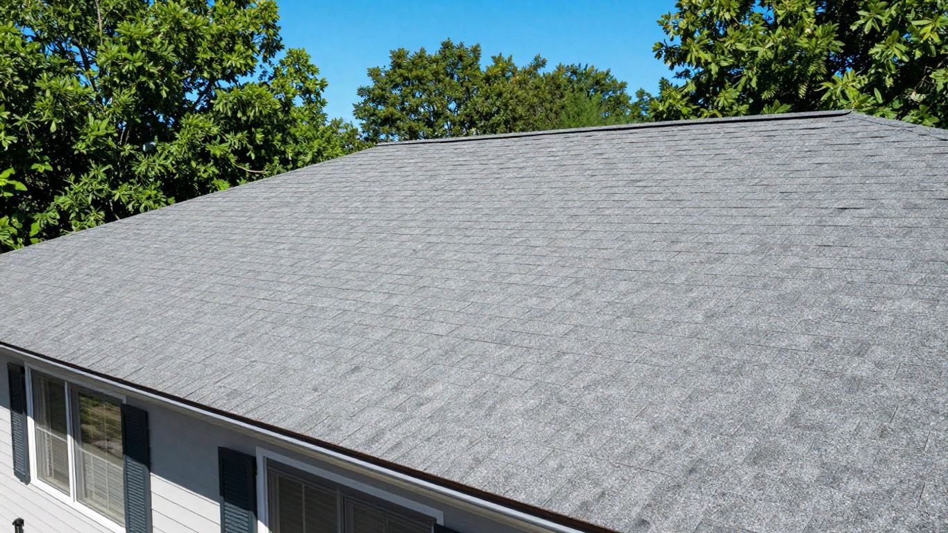 Well-maintained roof under a clear blue sky.