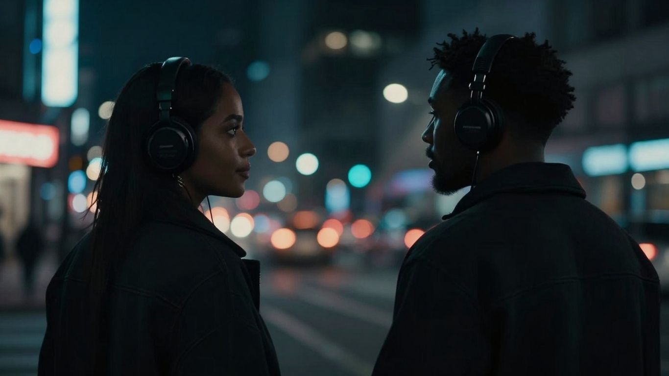 R&B Trap genre fusion, urban night, emotional atmosphere.