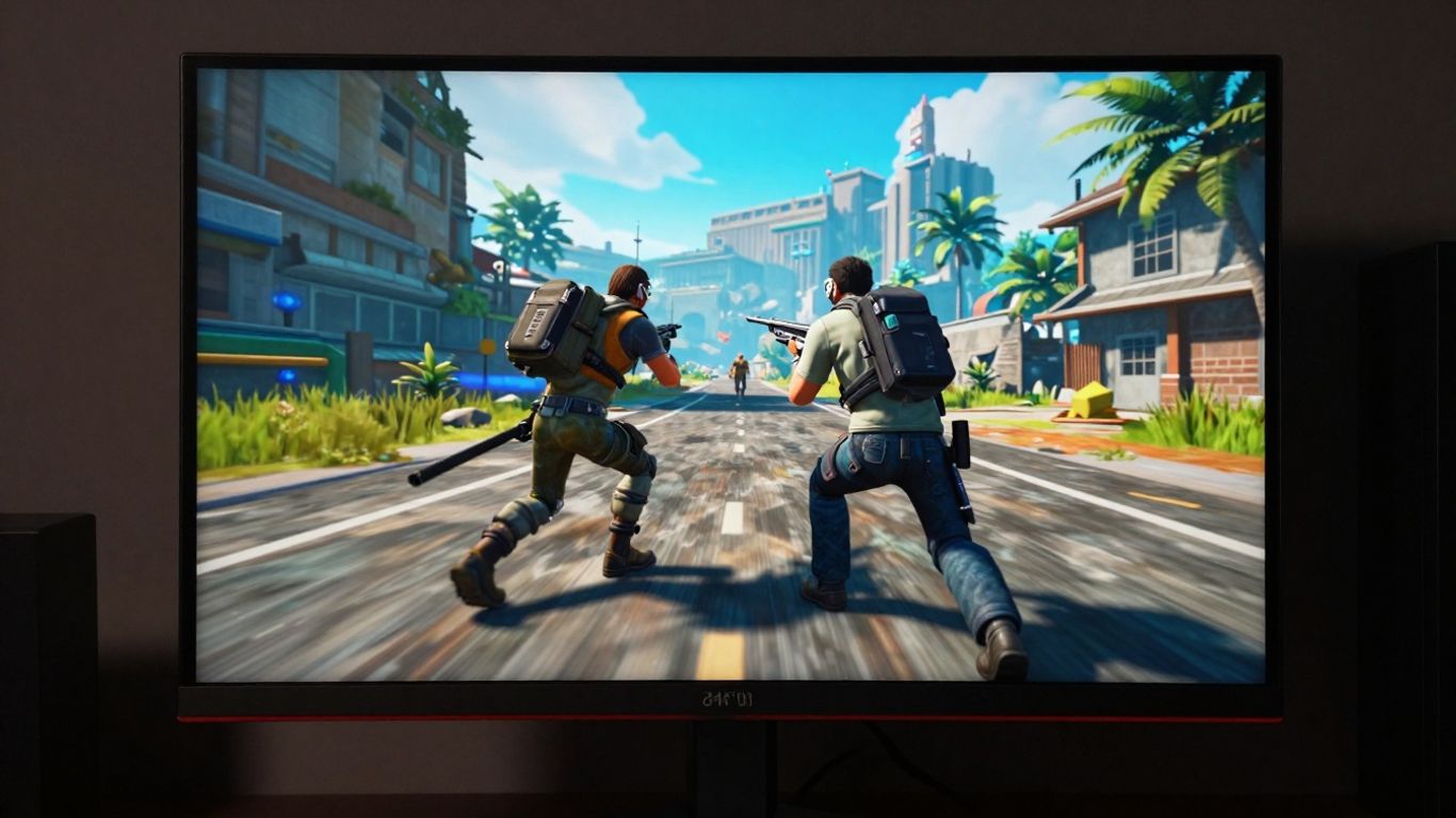 24-inch gaming monitor displaying a vibrant video game.
