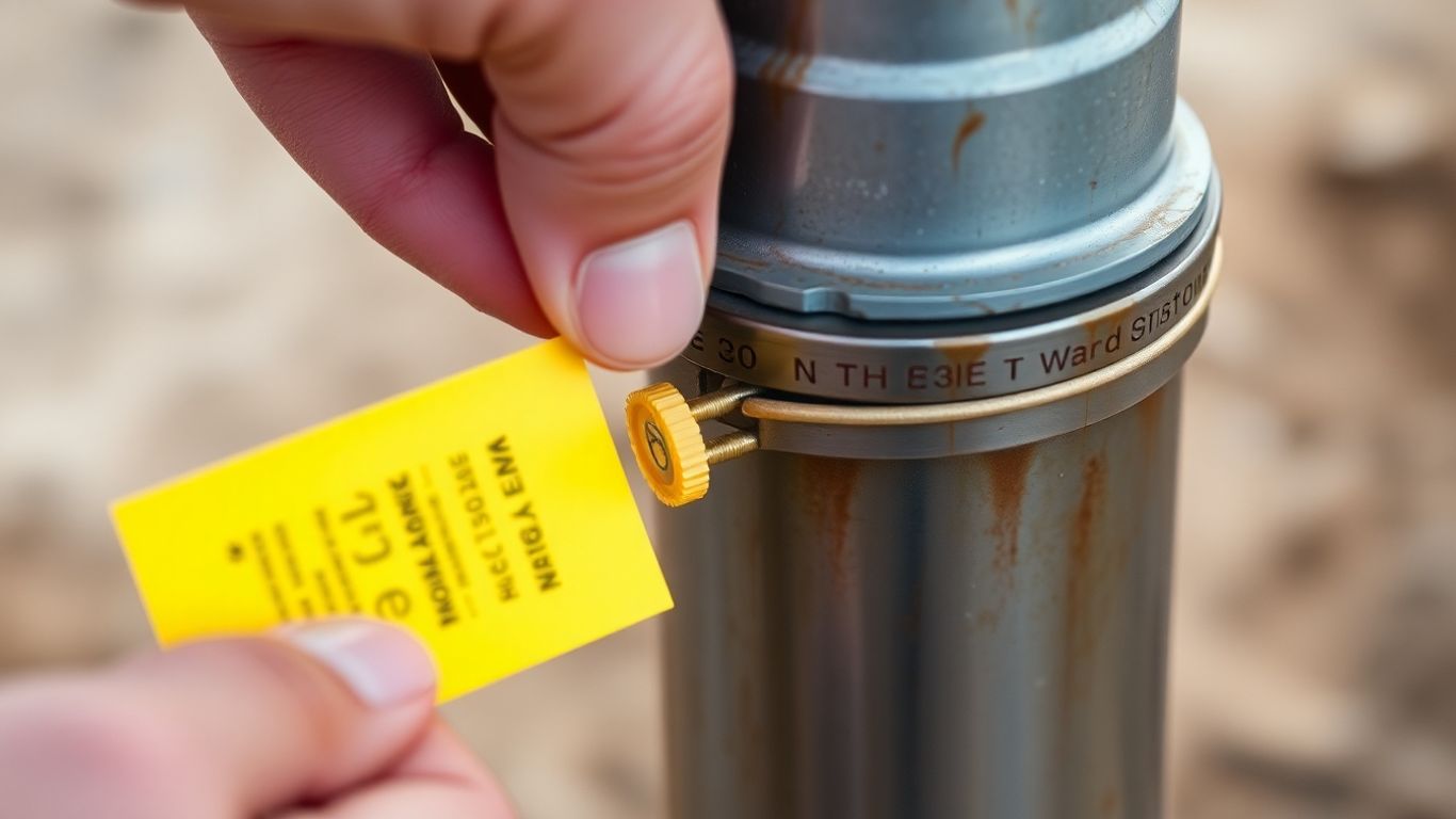 Hand applying security seal to wellhead.