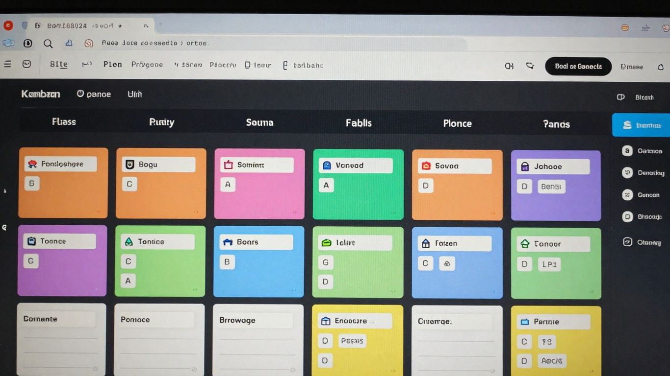 Kanbanize software interface with task cards on a board.