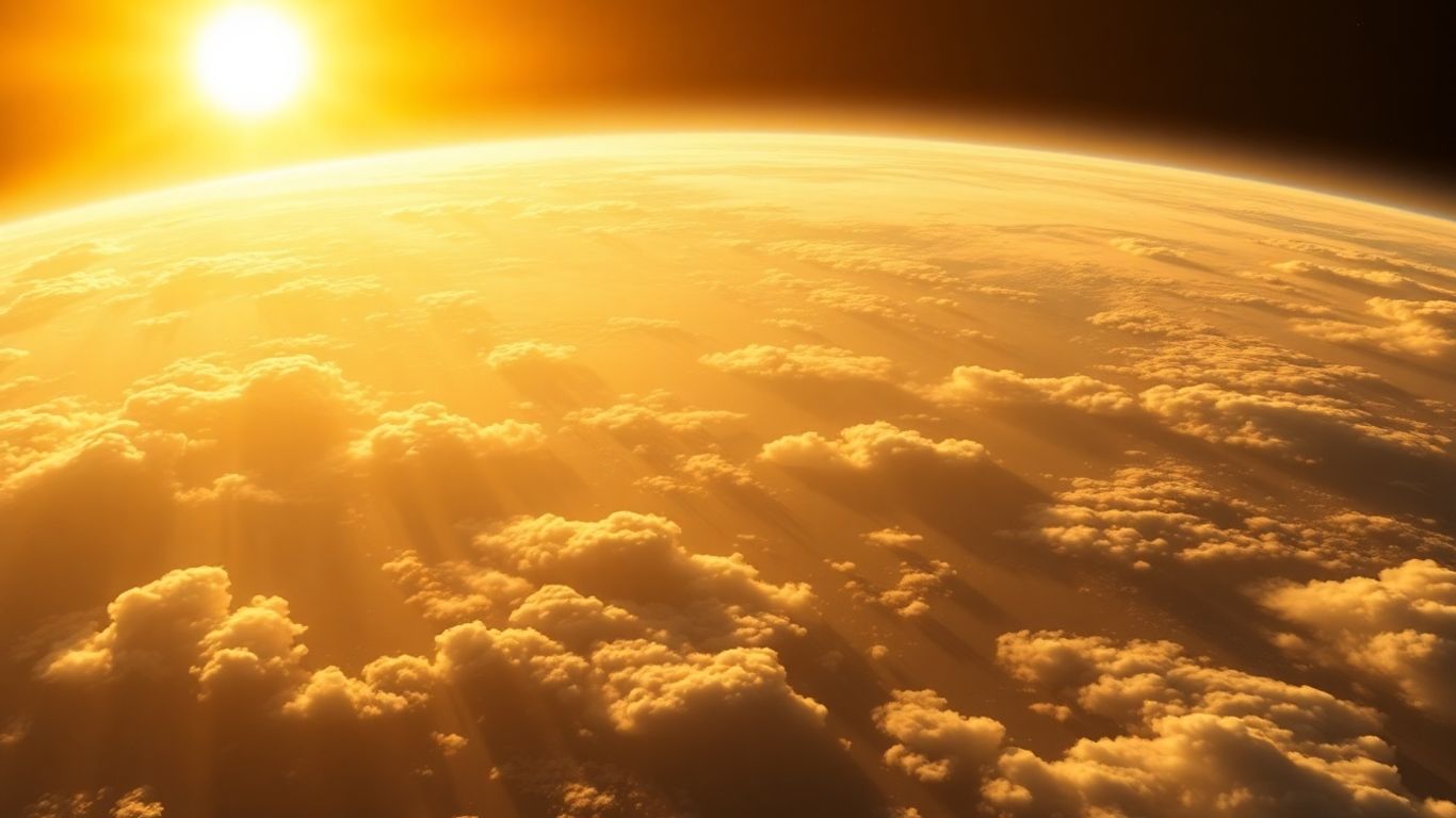 Soleil réchauffant la Terre, atmosphère lumineuse.