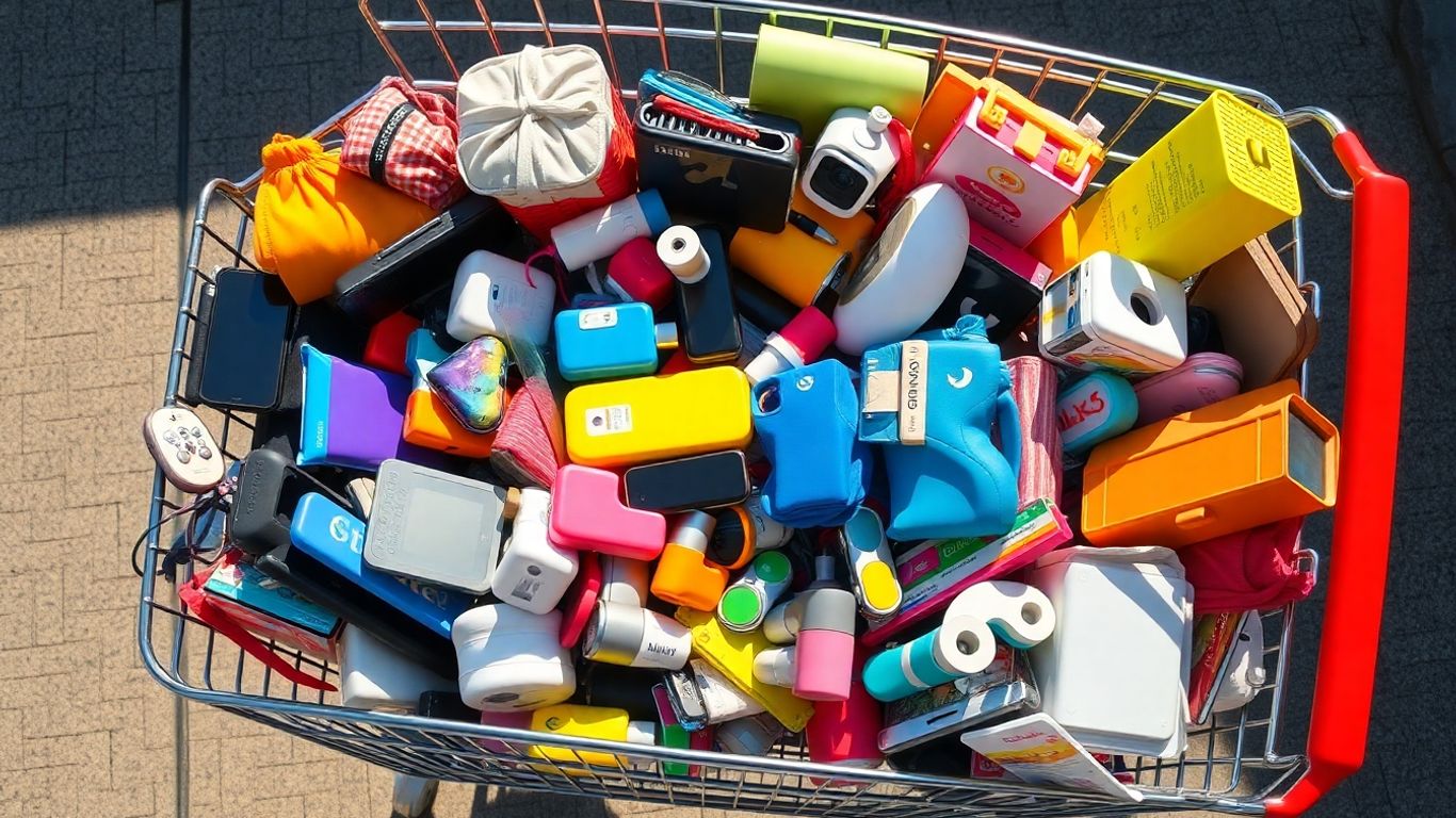 Pinduoduo shopping cart filled with diverse products.