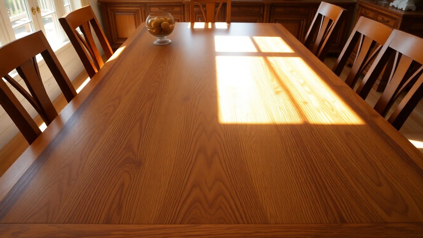Elegant solid wood dining table with natural grain.