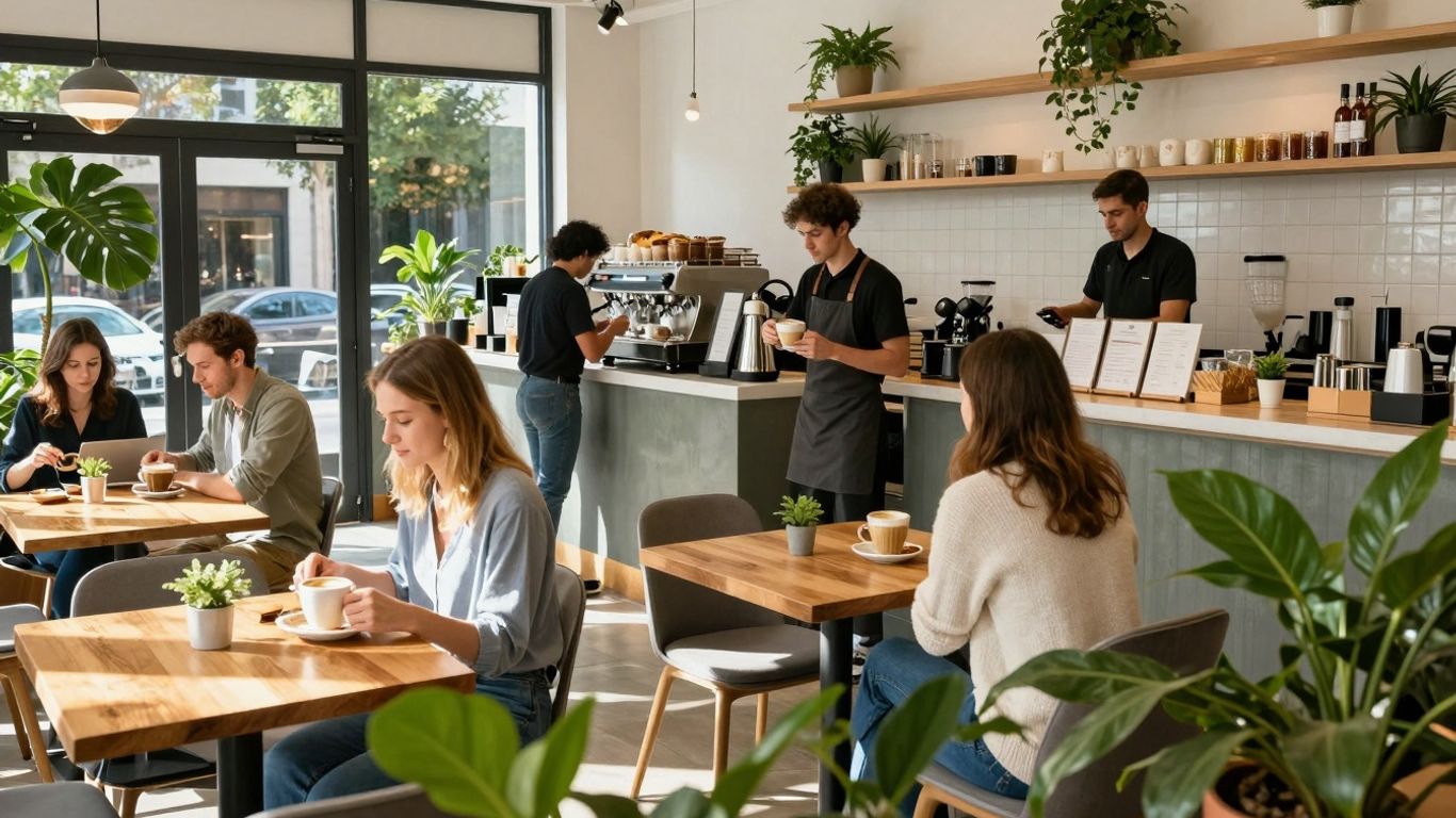 Cosy Irish café interior with customers enjoying food and drinks.