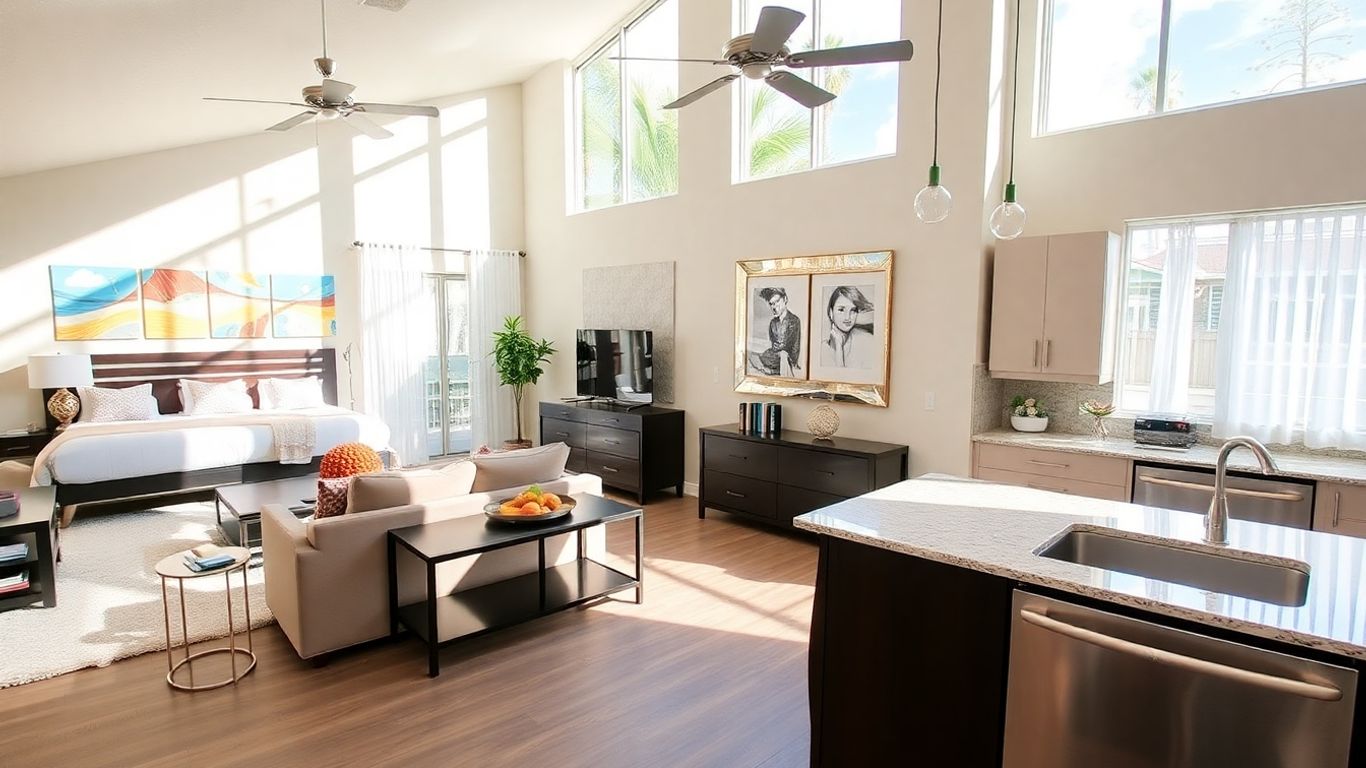 Orlando Airbnb interior with modern decor and natural light.