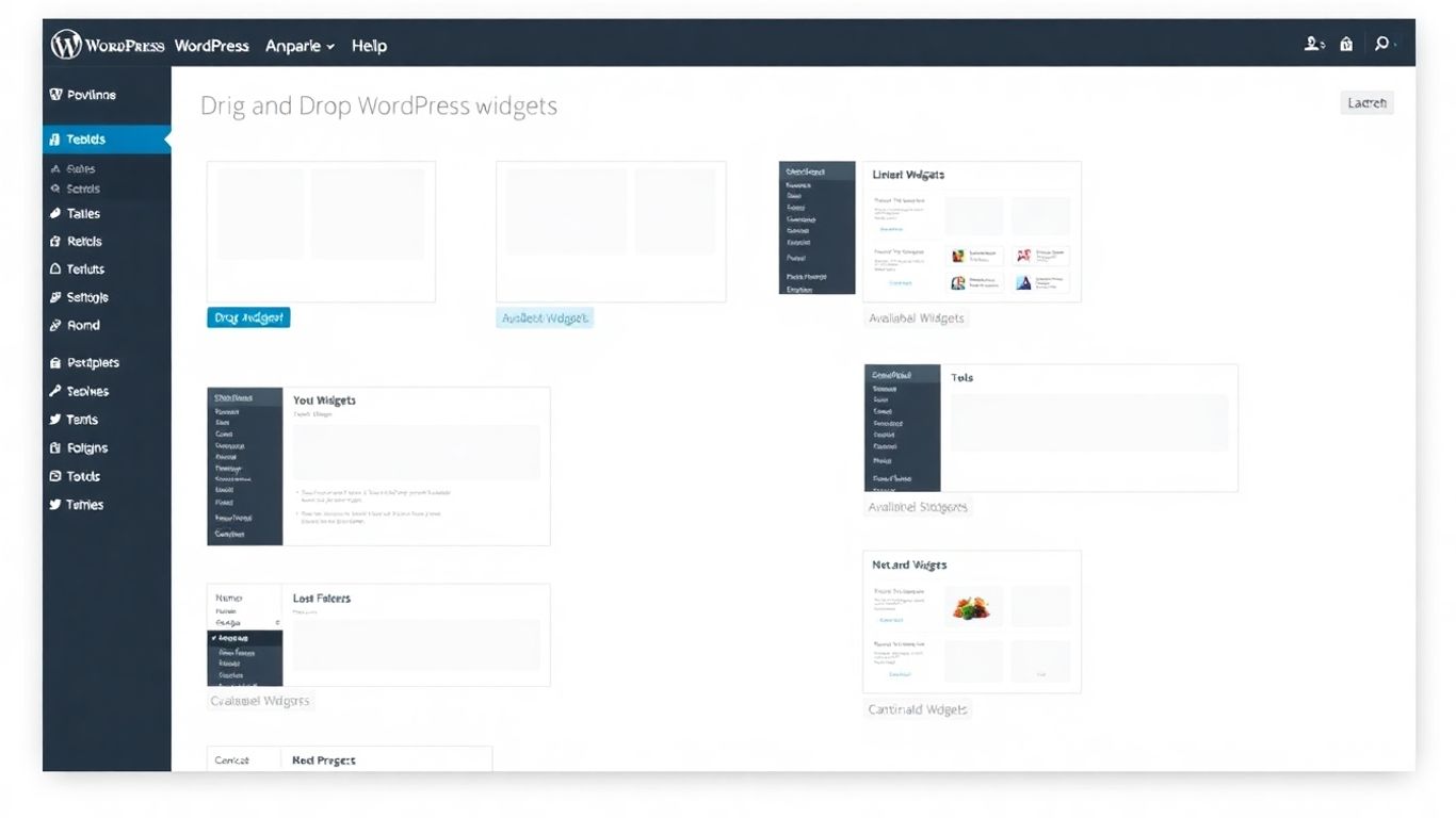واجهة ووردبريس مع ودجات مرتبة في الشريط الجانبي