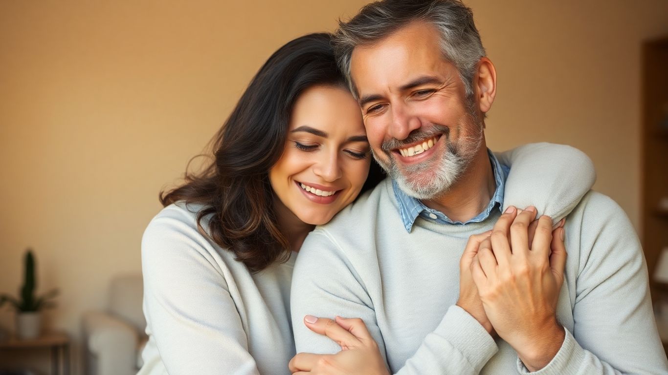 Couple embracing, showing love and connection.
