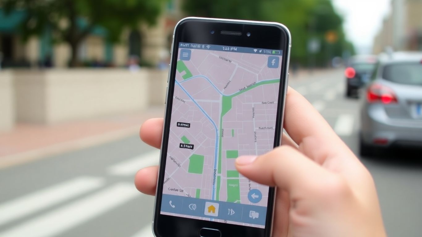 Smartphone mit Petal Maps App auf dem Bildschirm