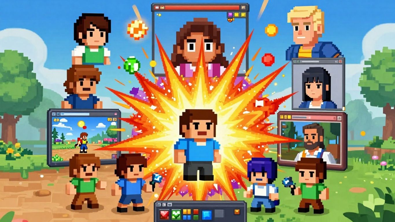 Collage of classic and modern online game characters and interfaces.