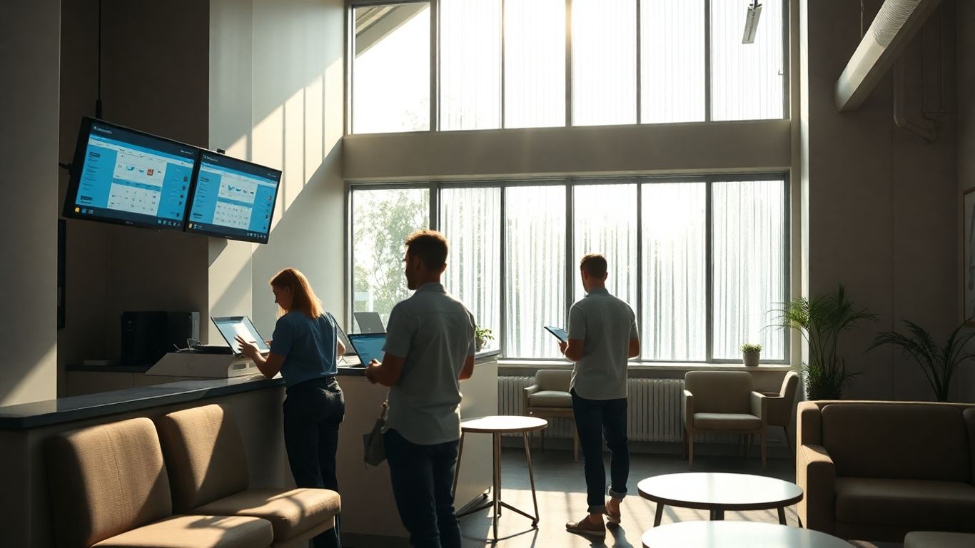 Hostel staff using scheduling technology.