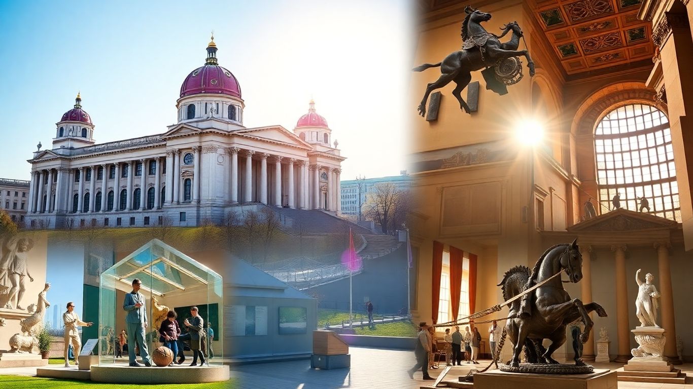 Warszawskie muzea i zabytki w słoneczny dzień.