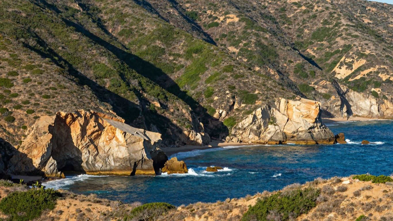 Dramatic coastal cliffs meeting the Sea of Cortez.