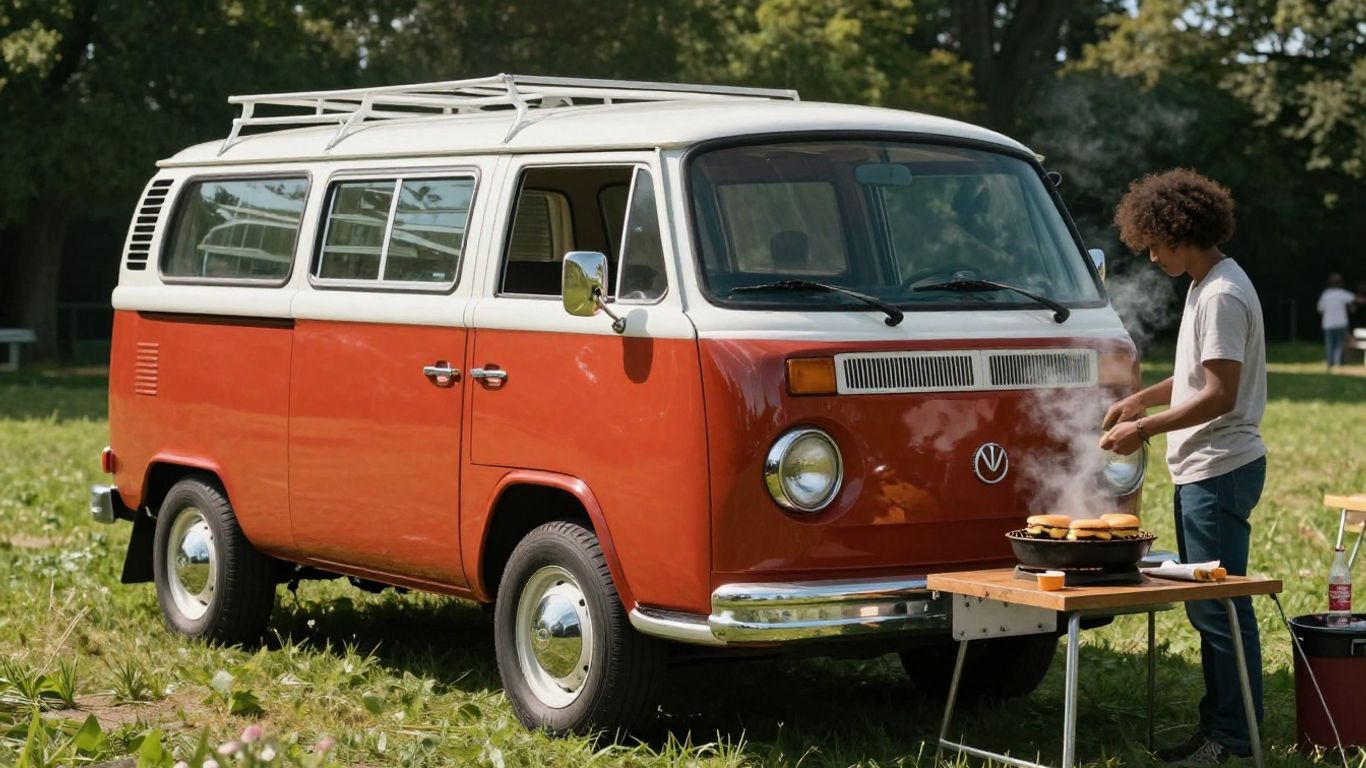 Burger van for sale with outdoor catering pitch.
