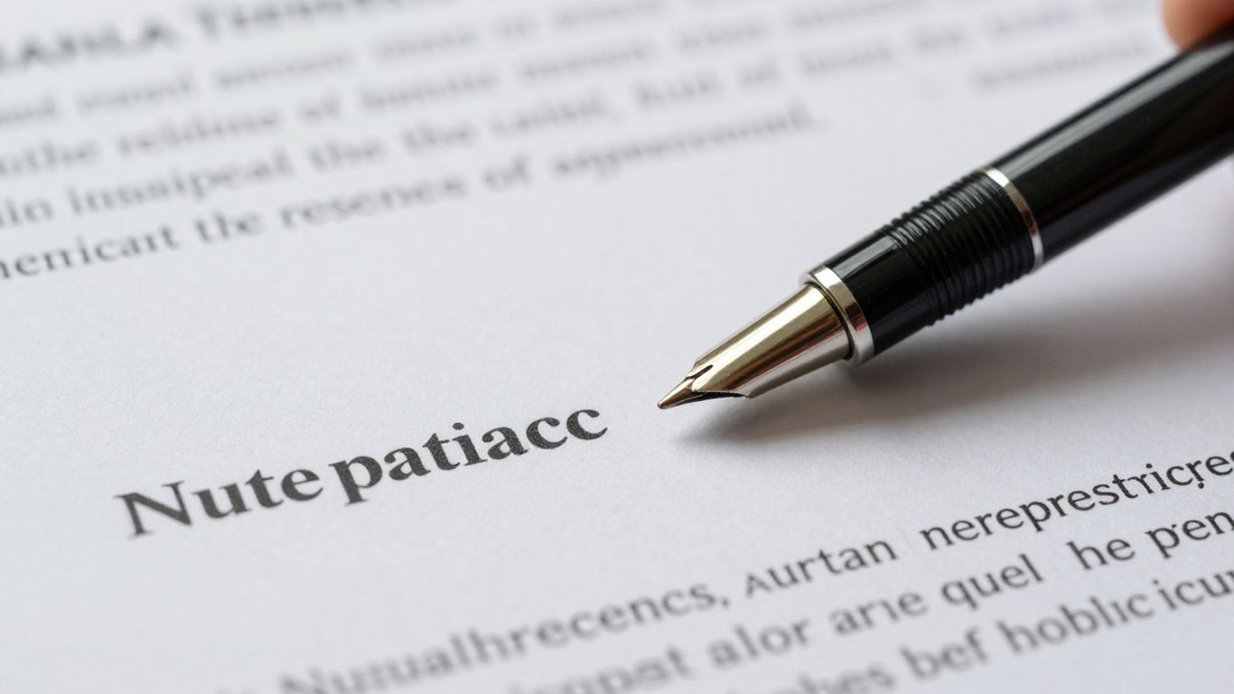 Insurance contract document with a pen on it.