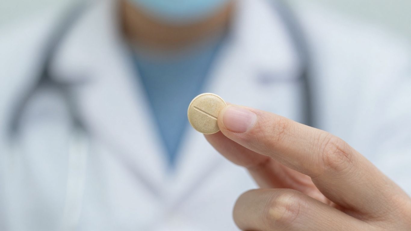 Oral testosterone pill in hand.