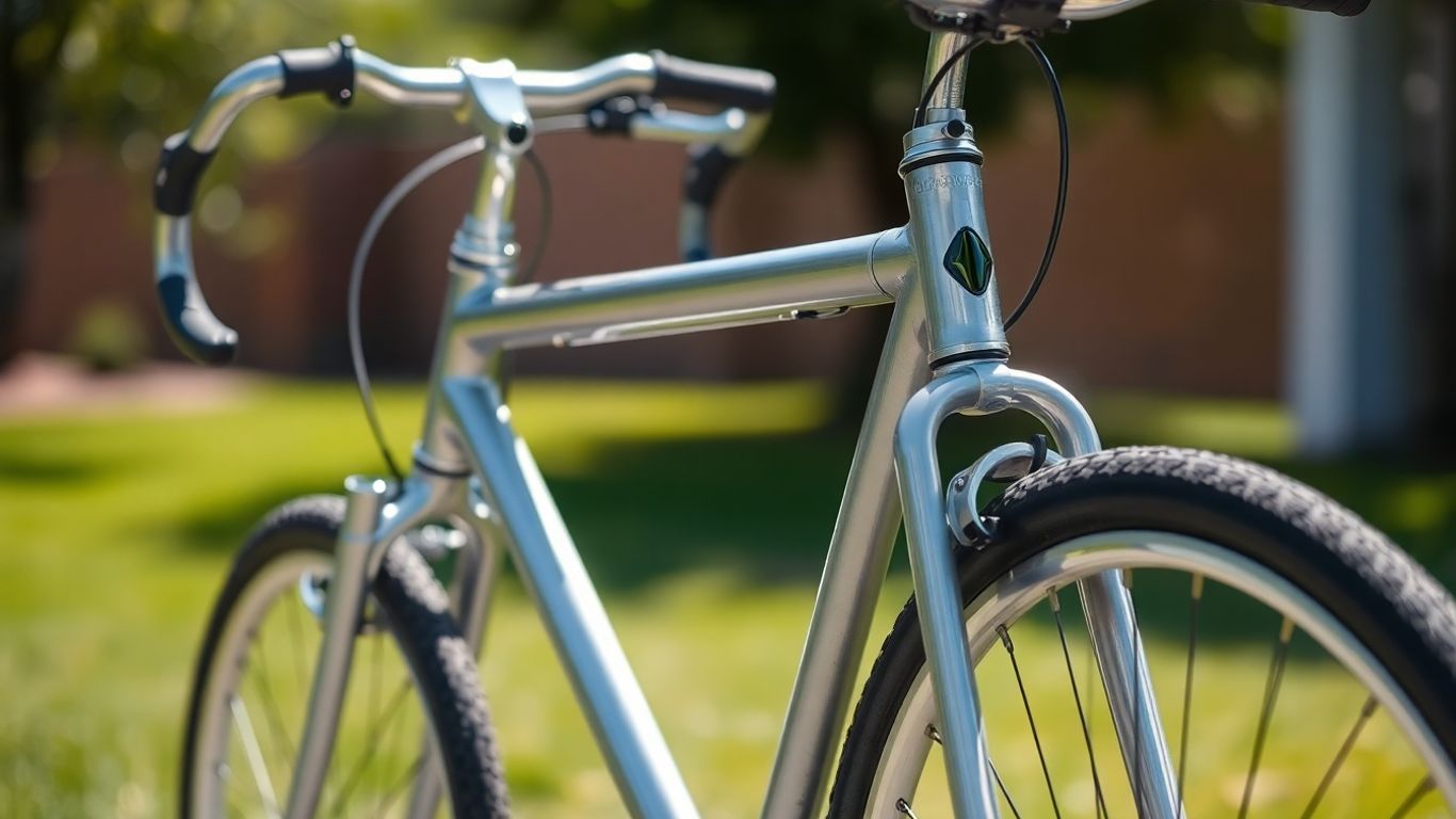 Bicicleta usada pronta para venda em ambiente externo.