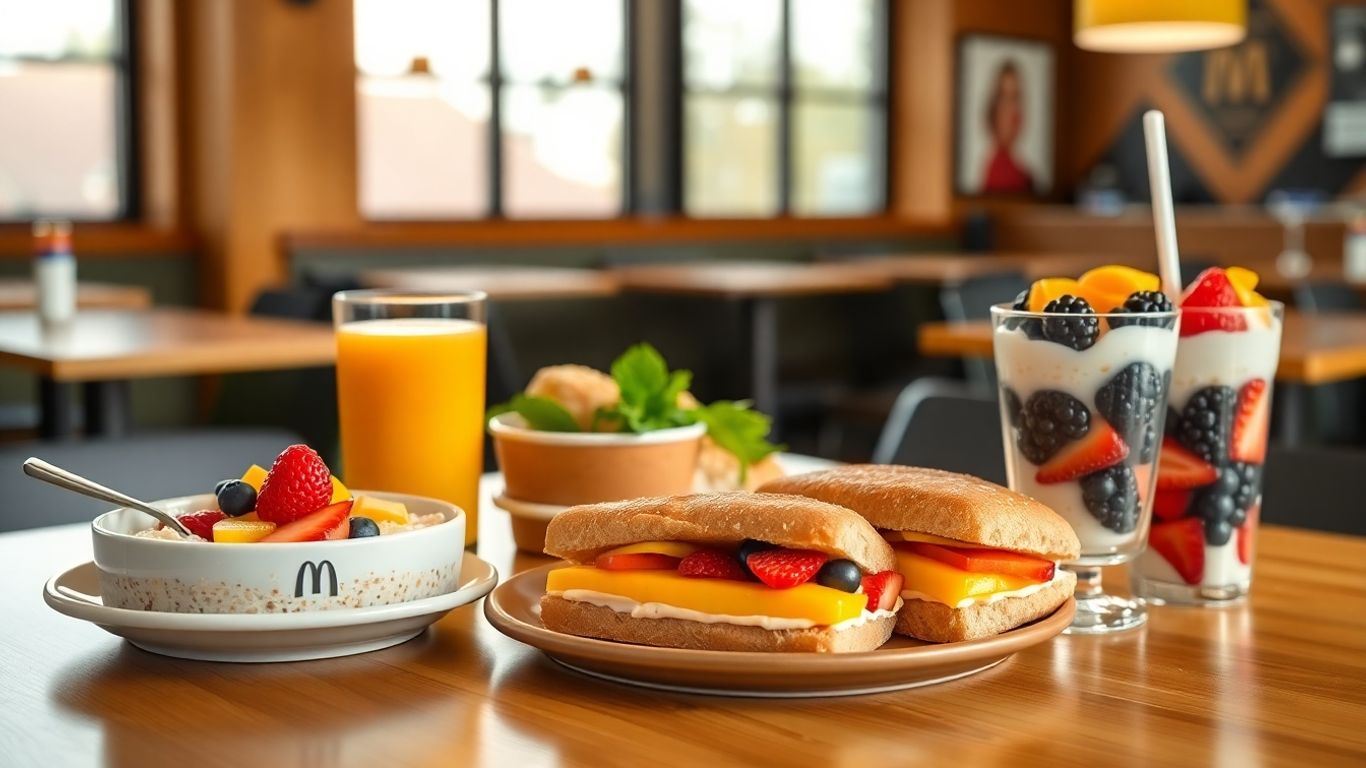 Healthy McDonalds breakfast menu items on a table