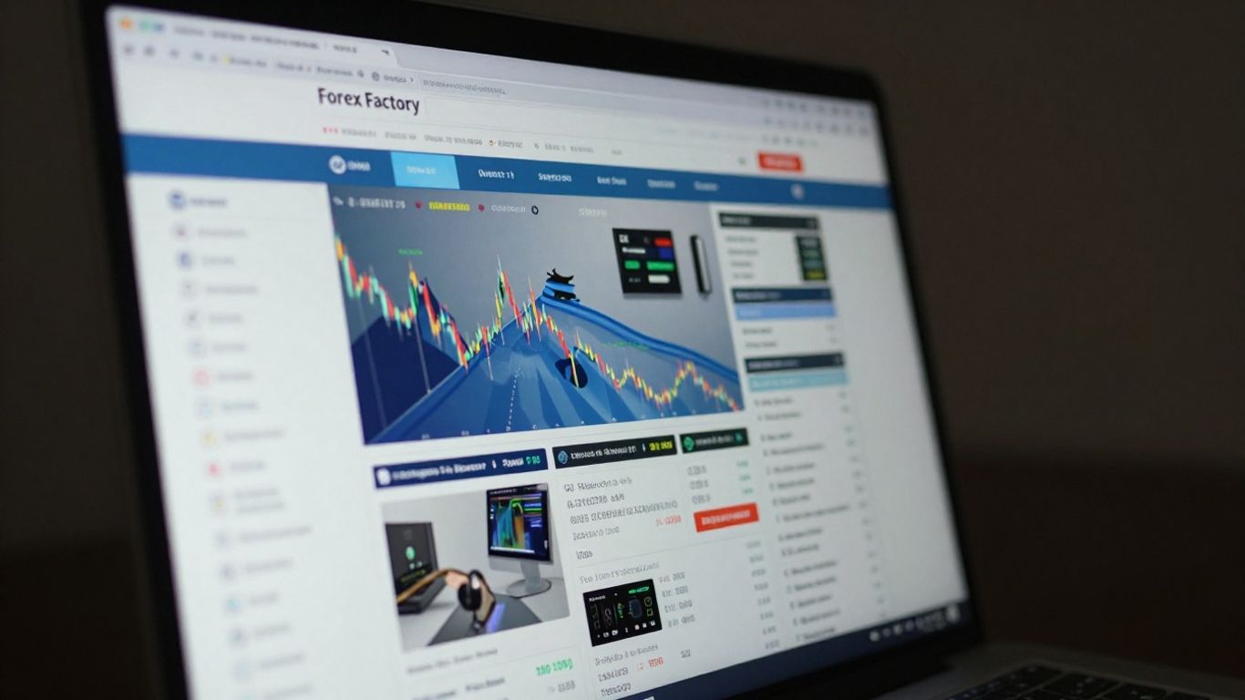 Forex Factory website on a computer screen.