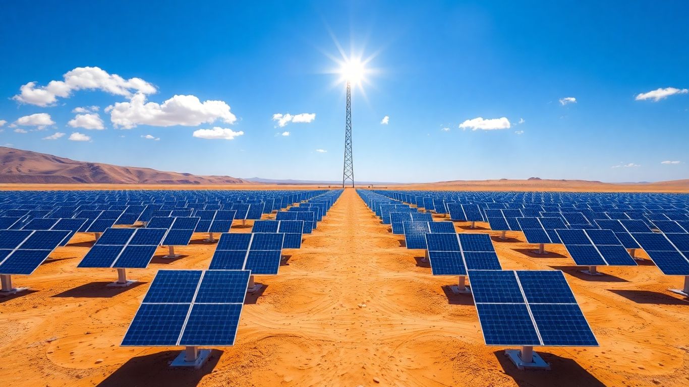 Tour solaire et miroirs produisant de l'énergie solaire