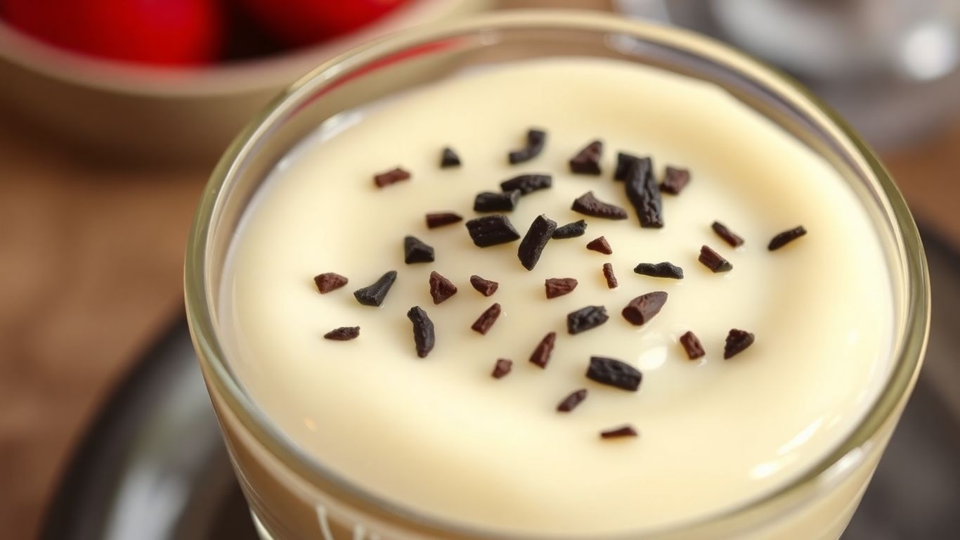 Creamy vanilla bean panna cotta in a glass dish.