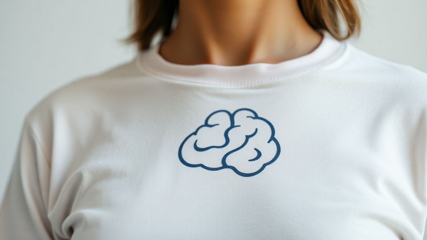 Person wearing apparel supporting Alzheimer's awareness.