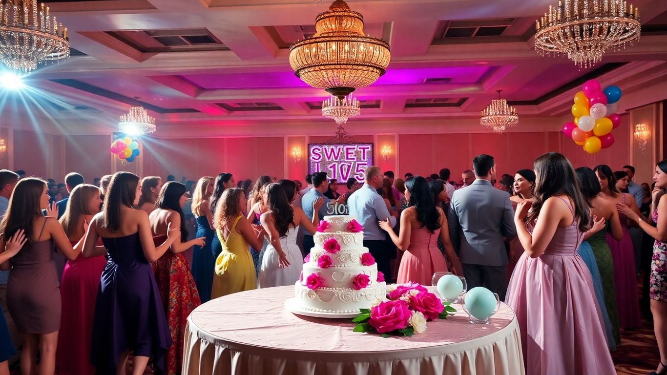 Elegant Sweet 16 party venue in Dallas with dancing teens.