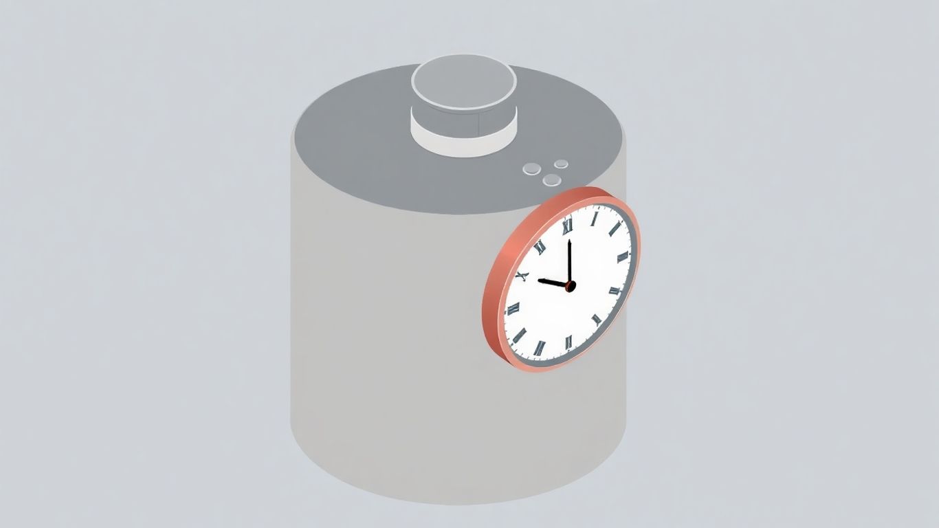 Isometric water heater with a clock face.