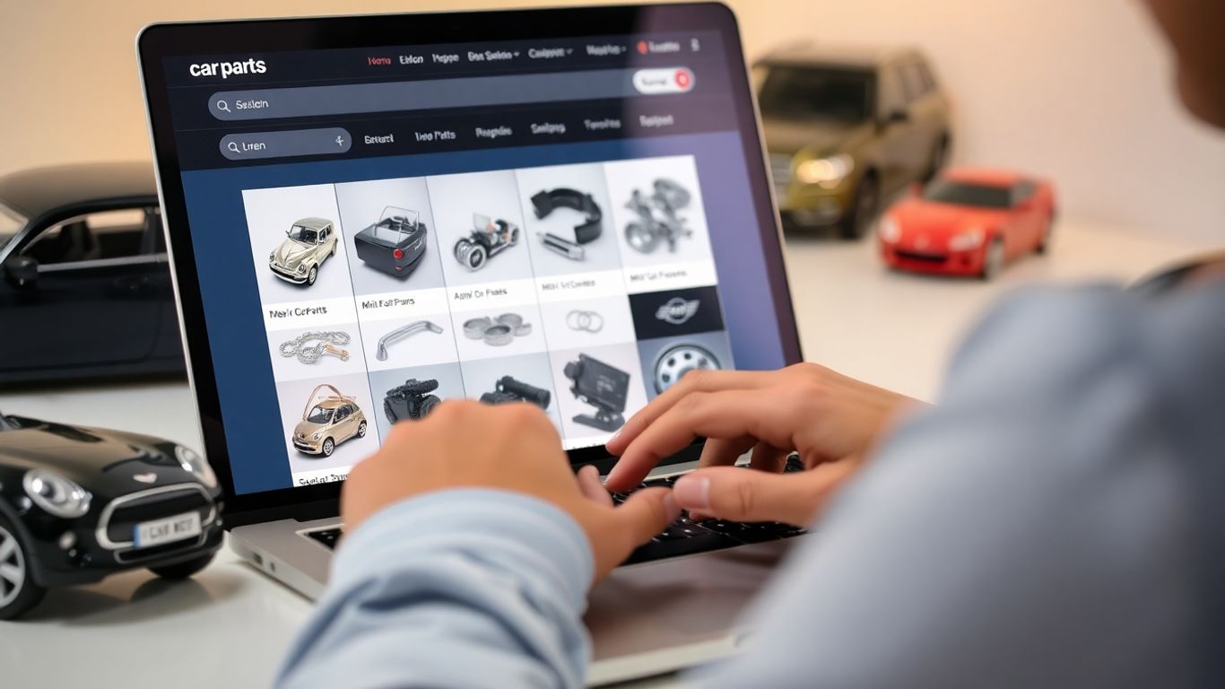 Person browsing Mini car parts online safely