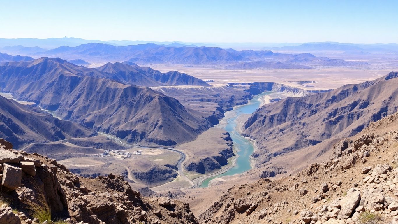 المناظر الطبيعية الجبلية في فترة البحث عن الذهب في كاليفورنيا.