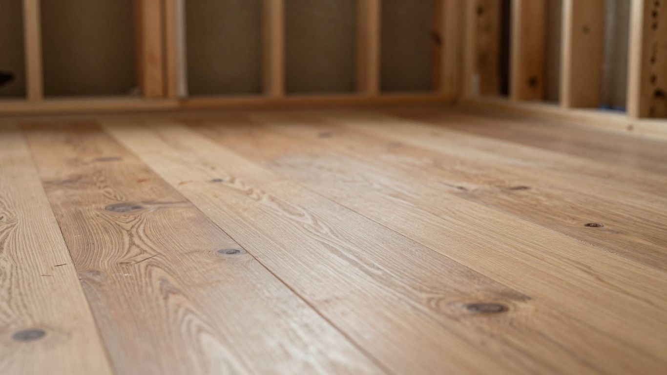 Restored wood floor and soundproofing materials in a flat.