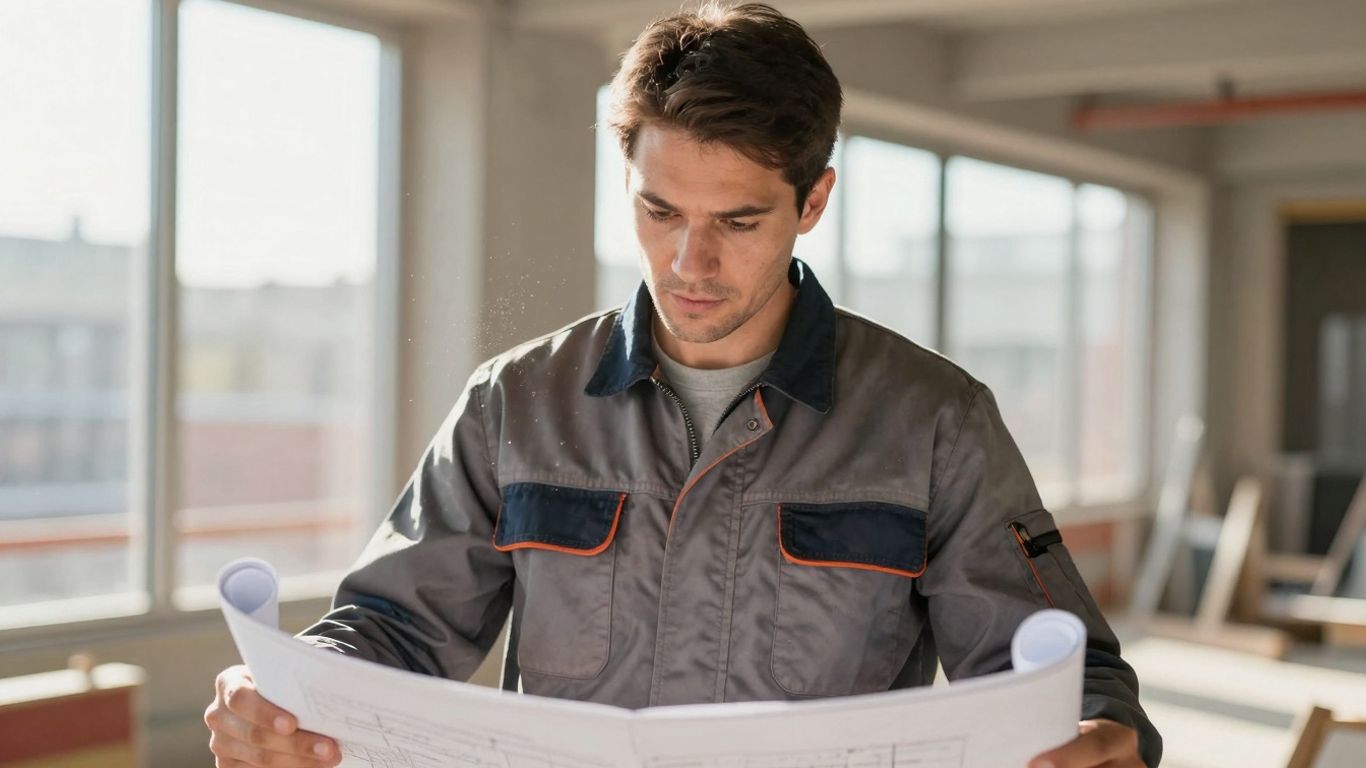 Tradie planning future financial moves on a construction site.