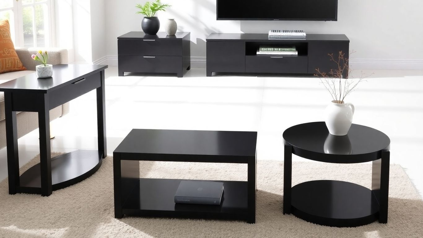Stylish black side tables in a modern room.