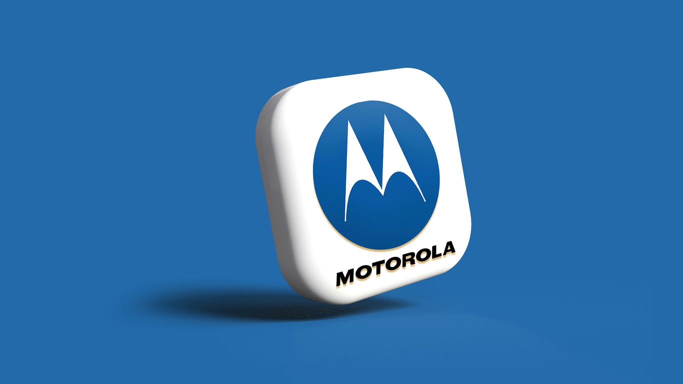 a motorola logo on a blue background