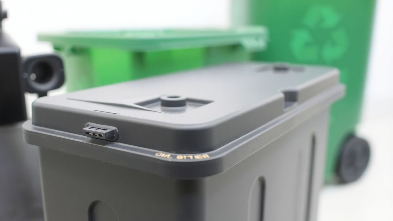 Elektroroller Akku im Recycling-Behälter