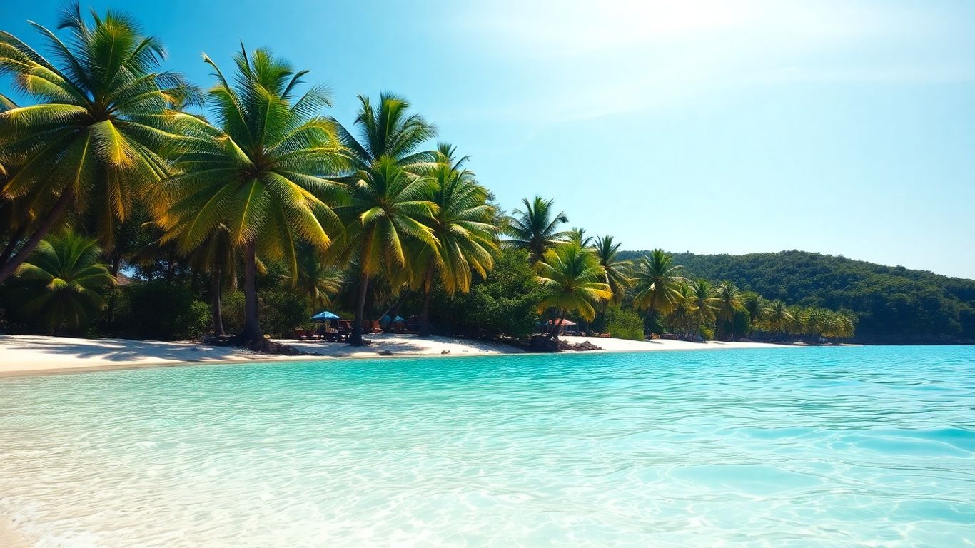 Plaża w Tajlandii z palmami i turkusową wodą.