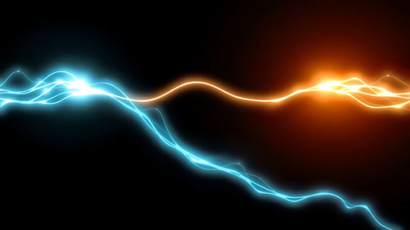 Three parallel electrical currents flowing with a bright glow.